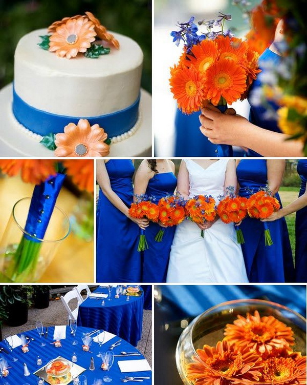 Оранжево-синяя свадьба
