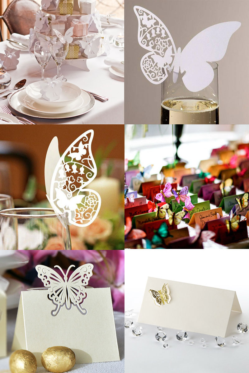 Карточки рассадки гостей на свадьбу бабочки
