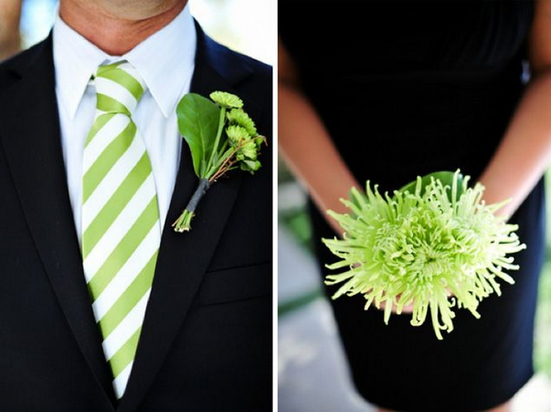Свадебный букет из хризантем зеленого цвета