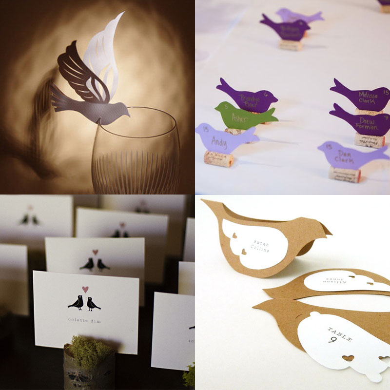 Карточки рассадки гостей на свадьбу птицы