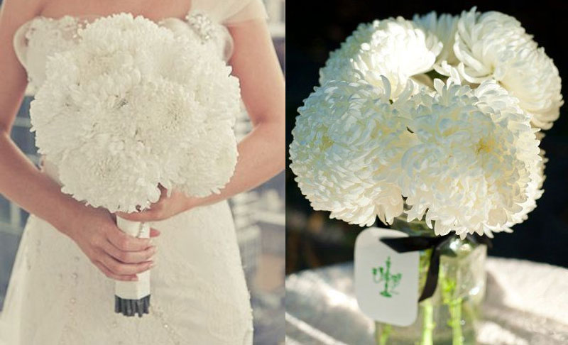 Свадебные букеты из белых хризантем