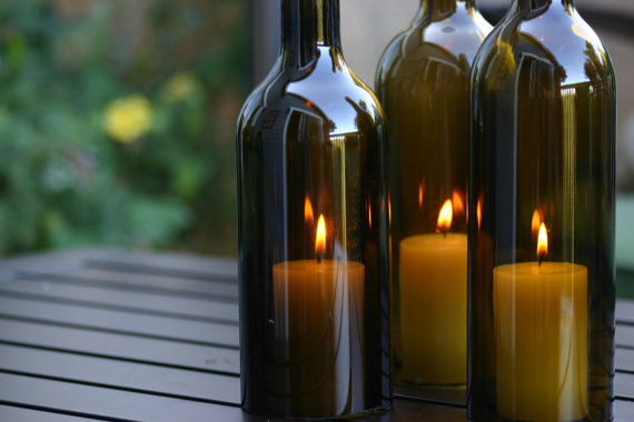 Светильники из винных бутылок на свадьбу