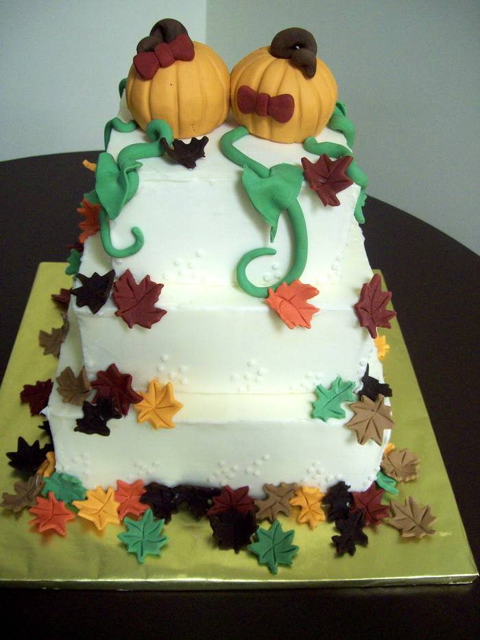 Осенний свадебный торт с тыквой