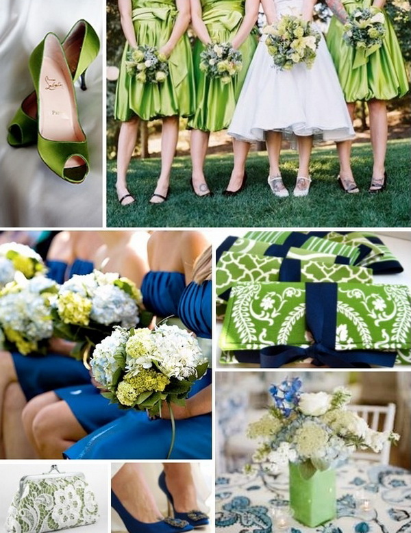 Свадебная палитра синий и зеленый