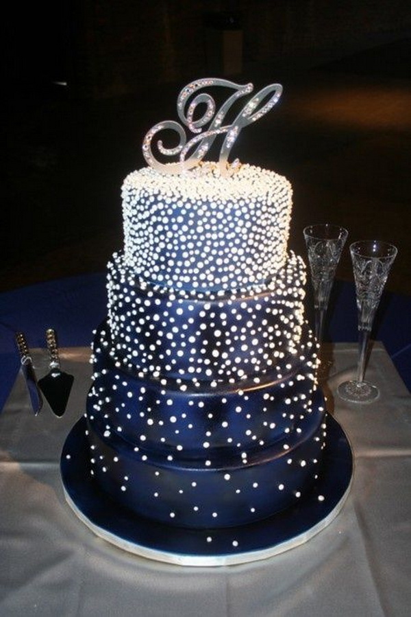 Шикарный синий свадебный торт